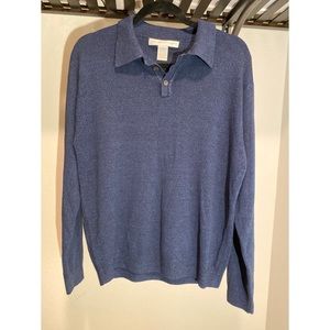 Geoffrey Beene blue long sleeve knit collar sweater